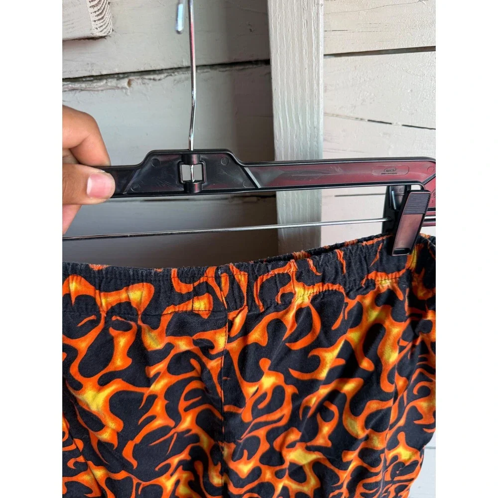 Joe Boxer Mens Pajama Pants Black Orange Yellow Flame Print Sleepwear Lounge XL